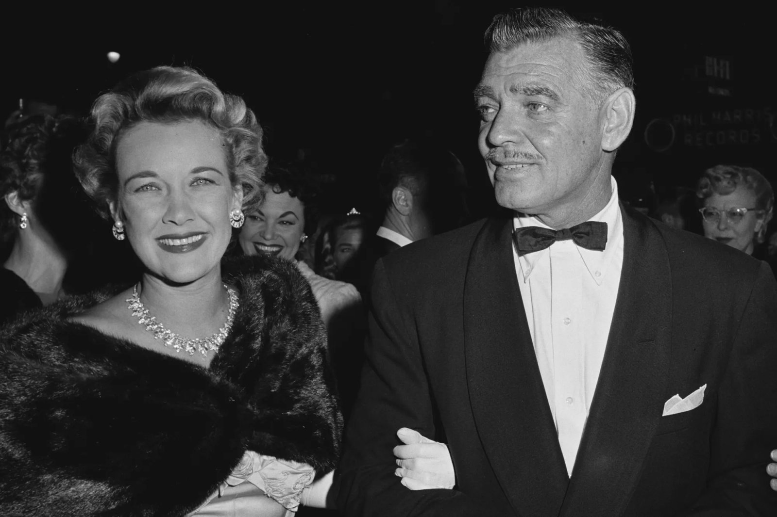 Kay Williams and American actor Clark Gable attend the premiere of 'The Spirit of St Louis', held at Grauman's Egyptian Theatre in Los Angeles, California, 11th April 1957.