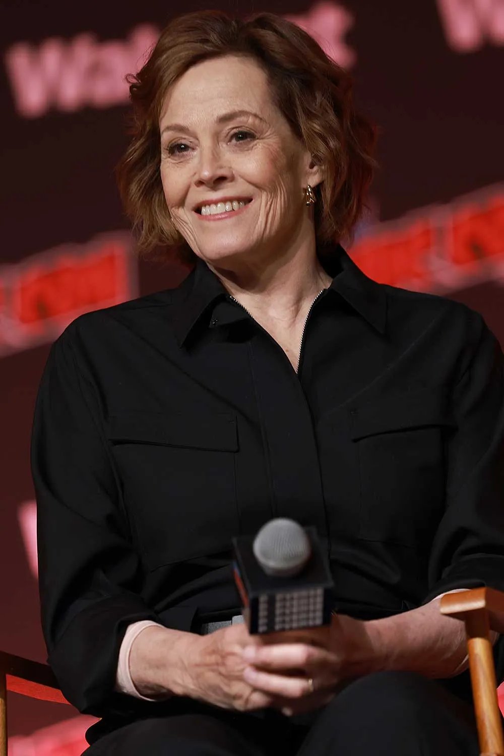Sigourney Weaver speaks onstage at Sigourney Weaver on ALIEN and Beyond during New York Comic Con 2025 at The Jacob K. Javits Convention Center on October 10, 2025 in New York City.