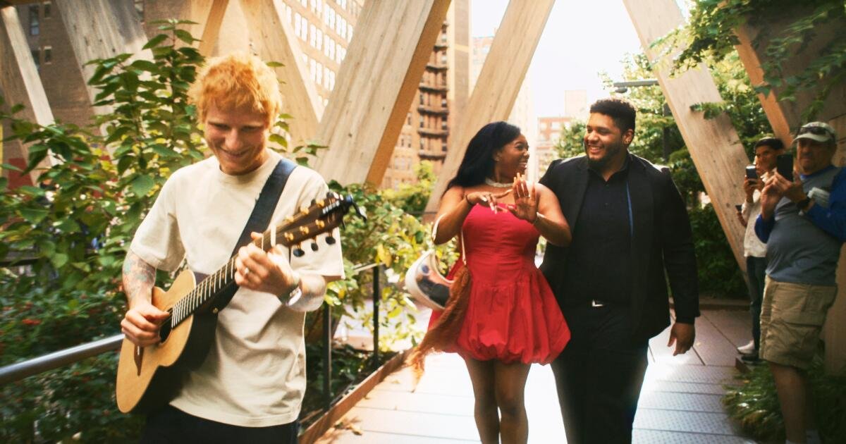 Ed Sheeran Surprises a Couple by Crashing Their Proposal in New York