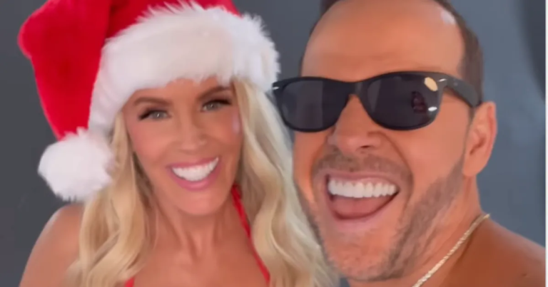 Jenny McCarthy Looks Stunning in a Red Bikini for Christmas Card with Husband Donnie Wahlberg
