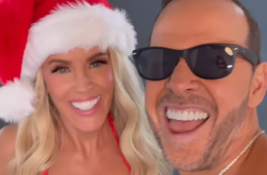Jenny McCarthy Looks Stunning in a Red Bikini for Christmas Card with Husband Donnie Wahlberg