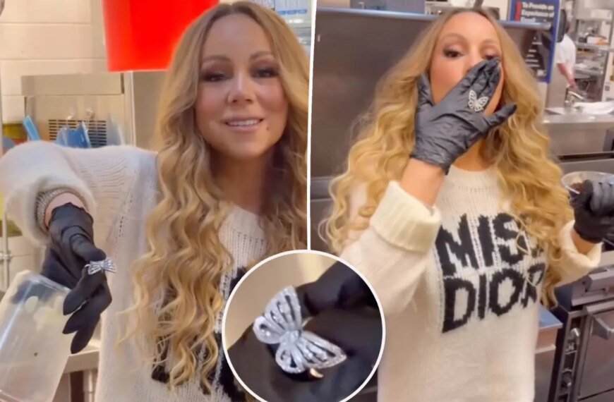 Mariah Carey Dazzles in a $42K Diamond Butterfly Ring While Cooking Thanksgiving Dinner in Latex Gloves