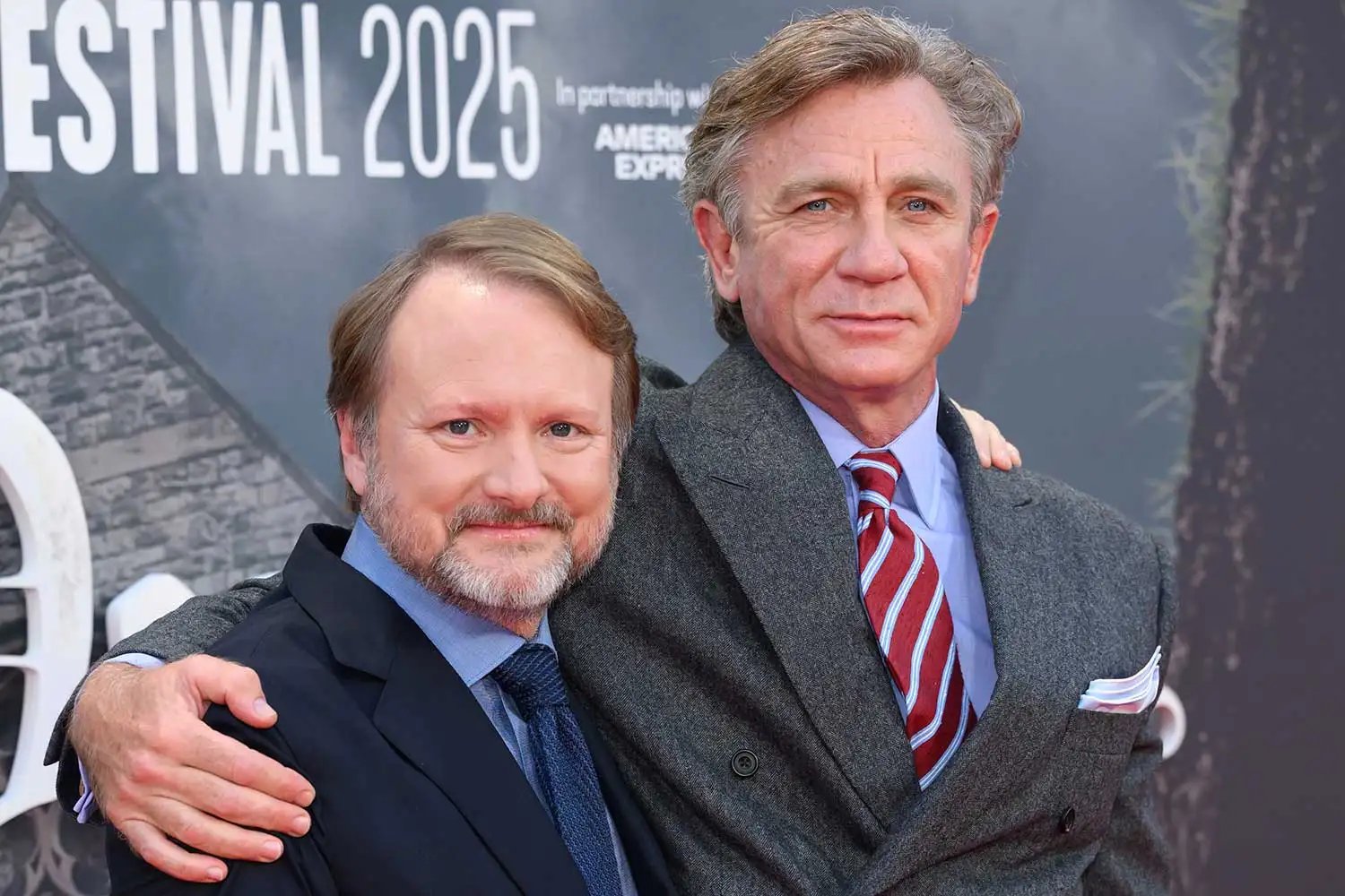 Rian Johnson and Daniel Craig attend the 'Wake Up Dead Man: A Knives Out Mystery' opening gala during the 69th BFI London Film Festival at The Royal Festival Hall on October 08, 2025 in London, England.