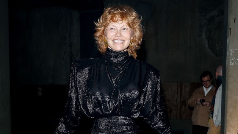 Pamela Anderson Shows Off a Strawberry Blonde Shag at Paris Fashion Week