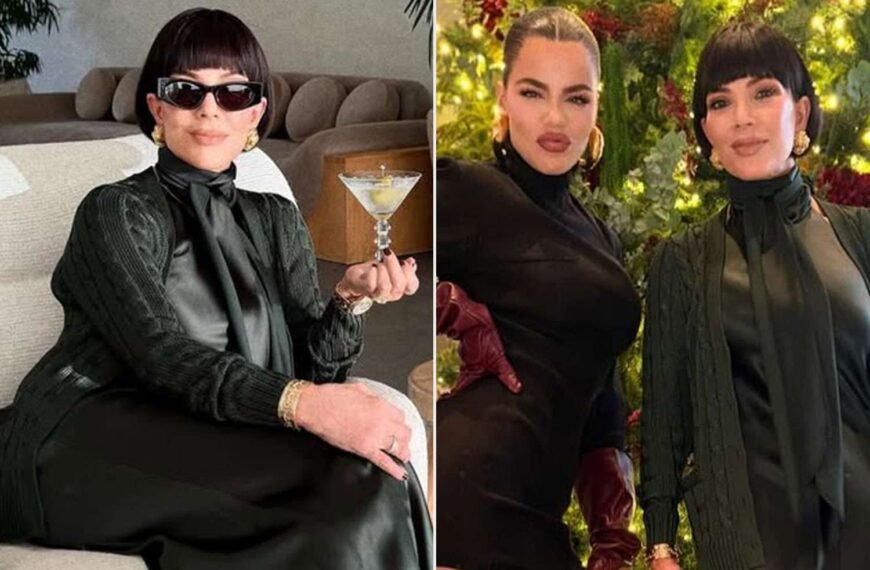 Kris Jenner Dazzles in Festive Outfit with Martini in Khloé Kardashian's Holiday Snap Collection