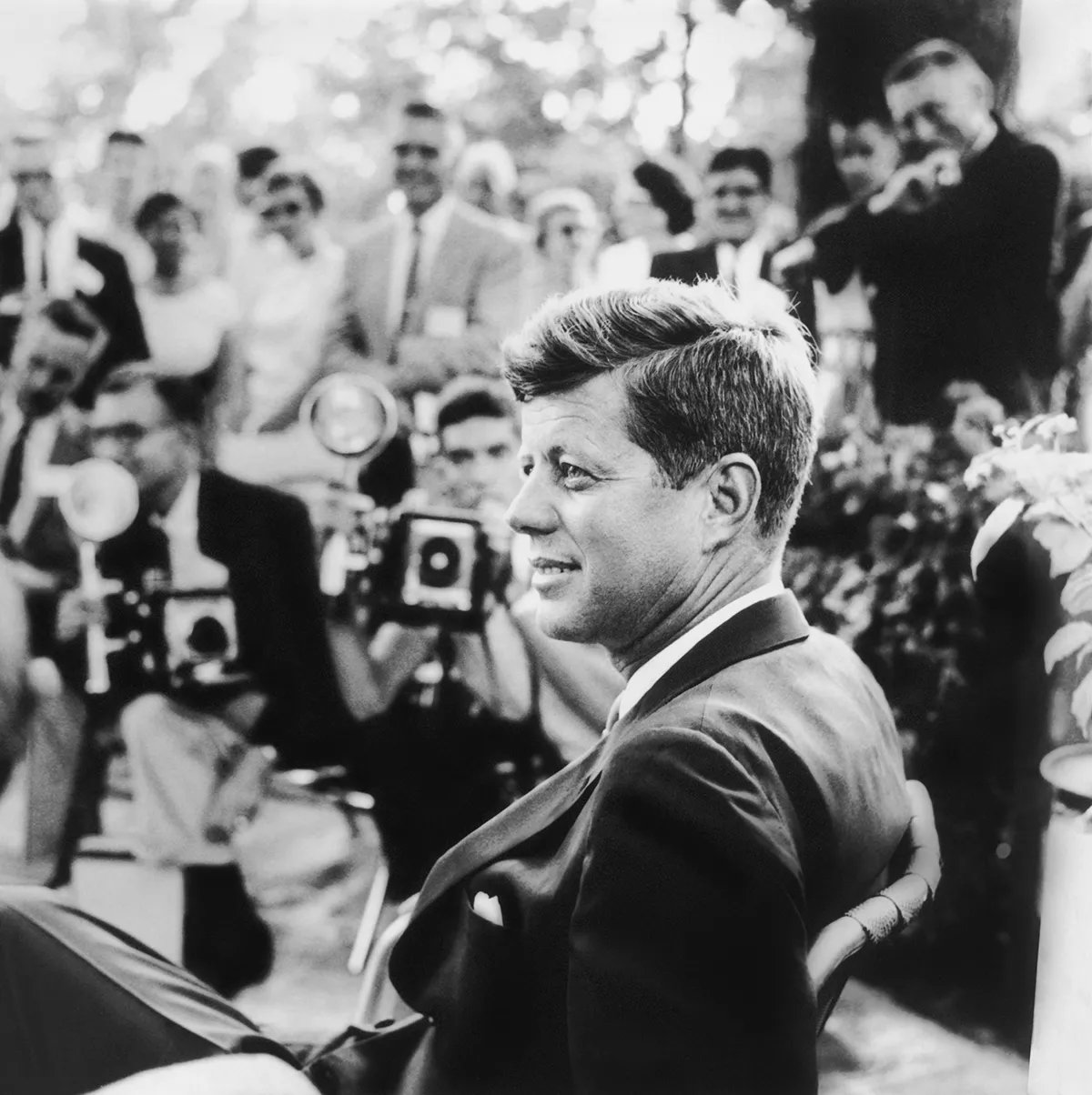 John F. Kennedy (1917 - 1963) during his presidential campaign, Nebraska, 1960.