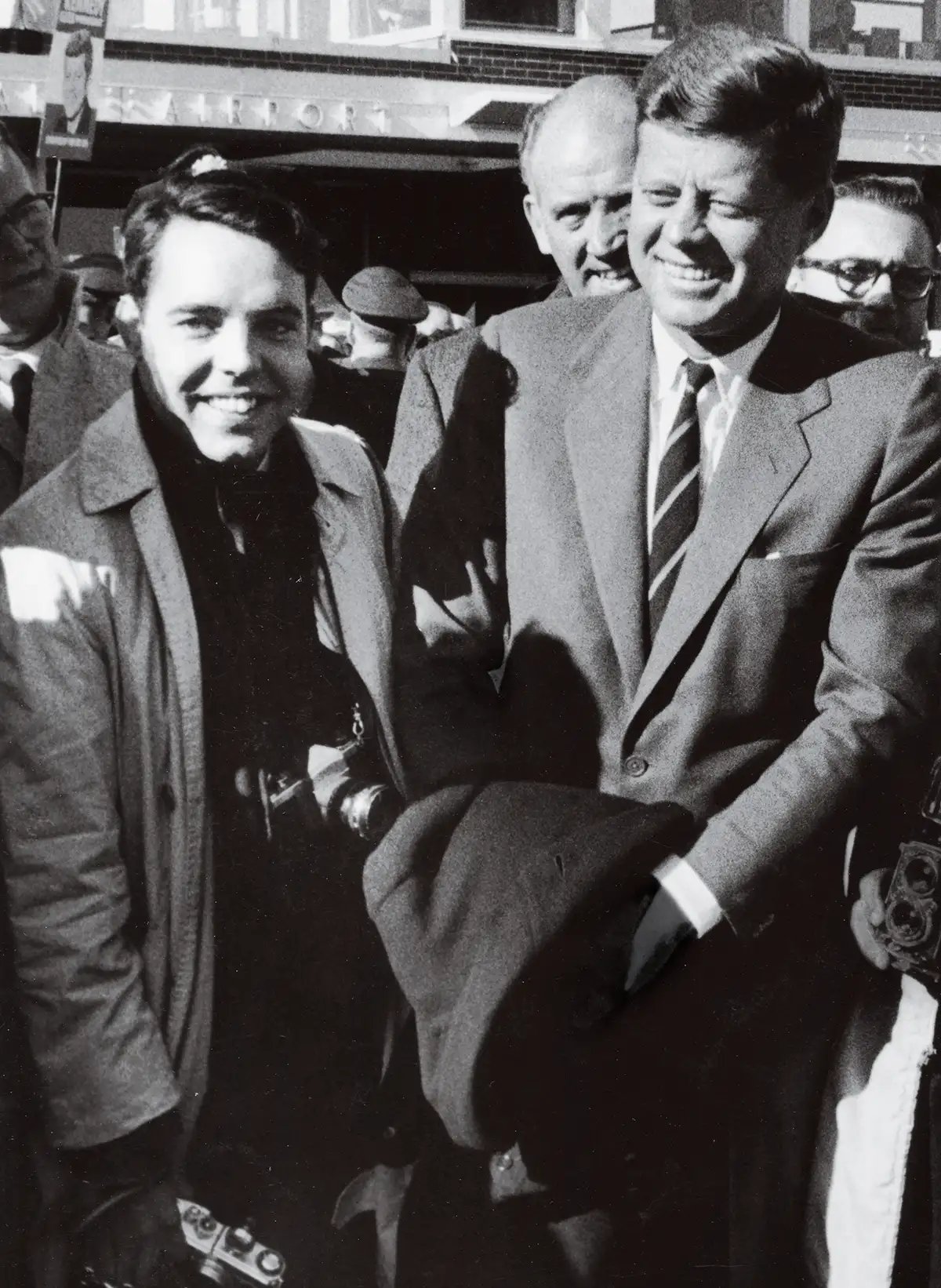 John F. Kennedy and Jacques Lowe on the campaign trail in 1960