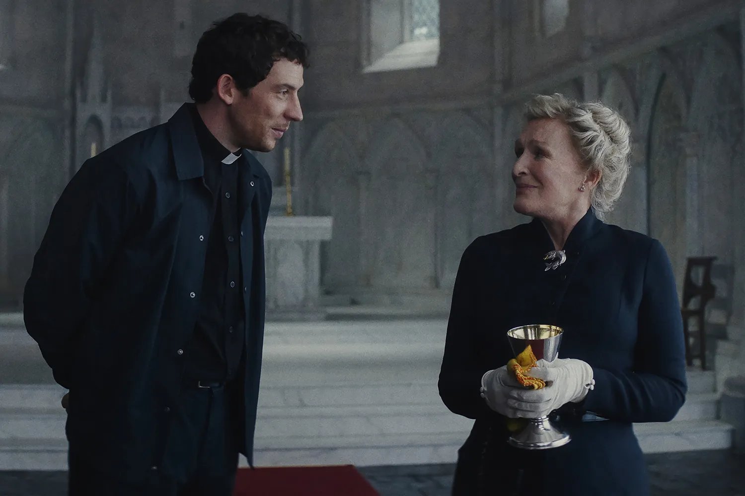 Josh O’Connor and Glenn Close