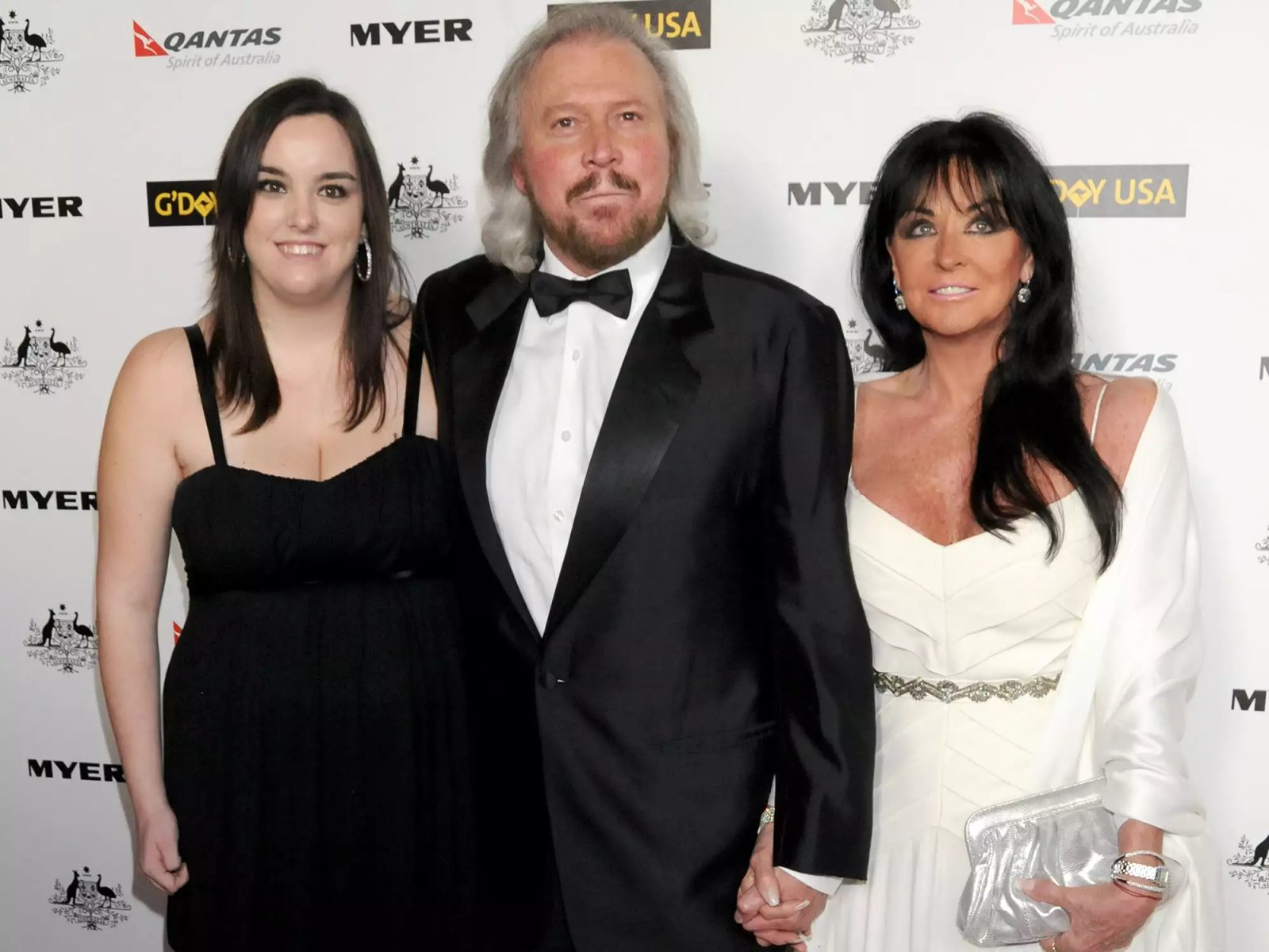 Barry Gibb, wife Linda Gibb and daughter Alexandra Gibb arrive at the 2011 G'Day USA Los Angeles Black Tie Gala honoring Barry Gibb, Roy Emerson and Abbie Cornish held at the Hollywood Palladium on January 22, 2011.