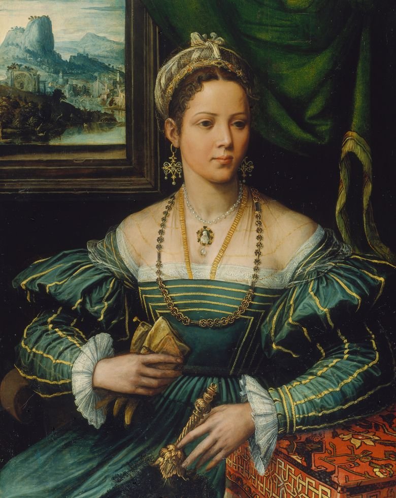 A Girolamo da Carpi portrait, painted around 1530-1540, shows the sitter with oversized baragoni, or upper sleeves, shaped like cupcakes.