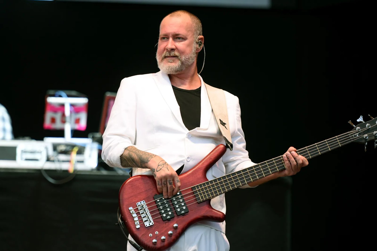 Sam Rivers of Limp Bizkit performs on stage during Leeds Festival at Bramham Park on August 24, 2025.