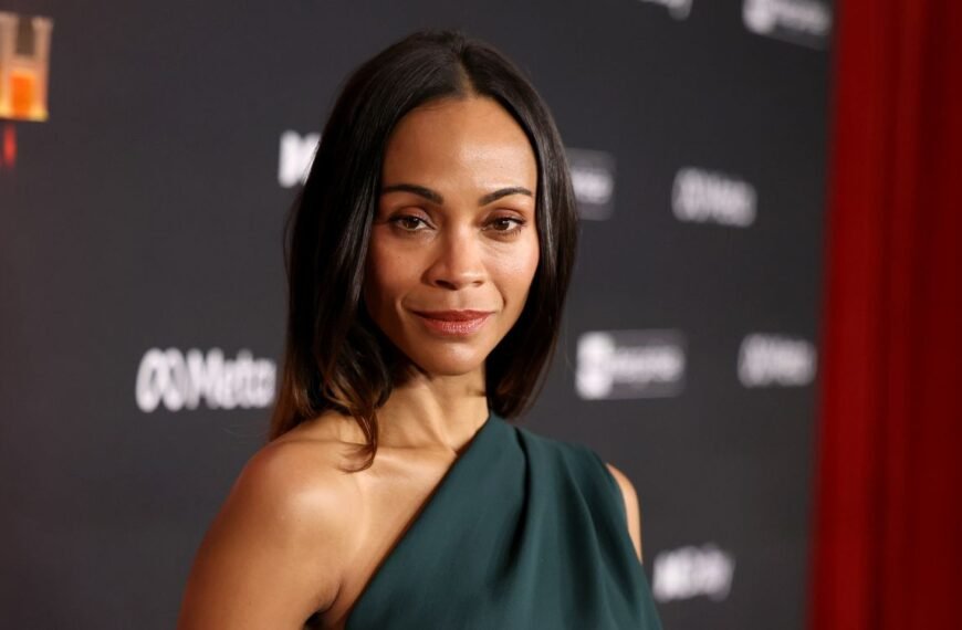 Zoe Saldaña Stuns in a Chic Dress with Bold Cutouts and a Unique Design