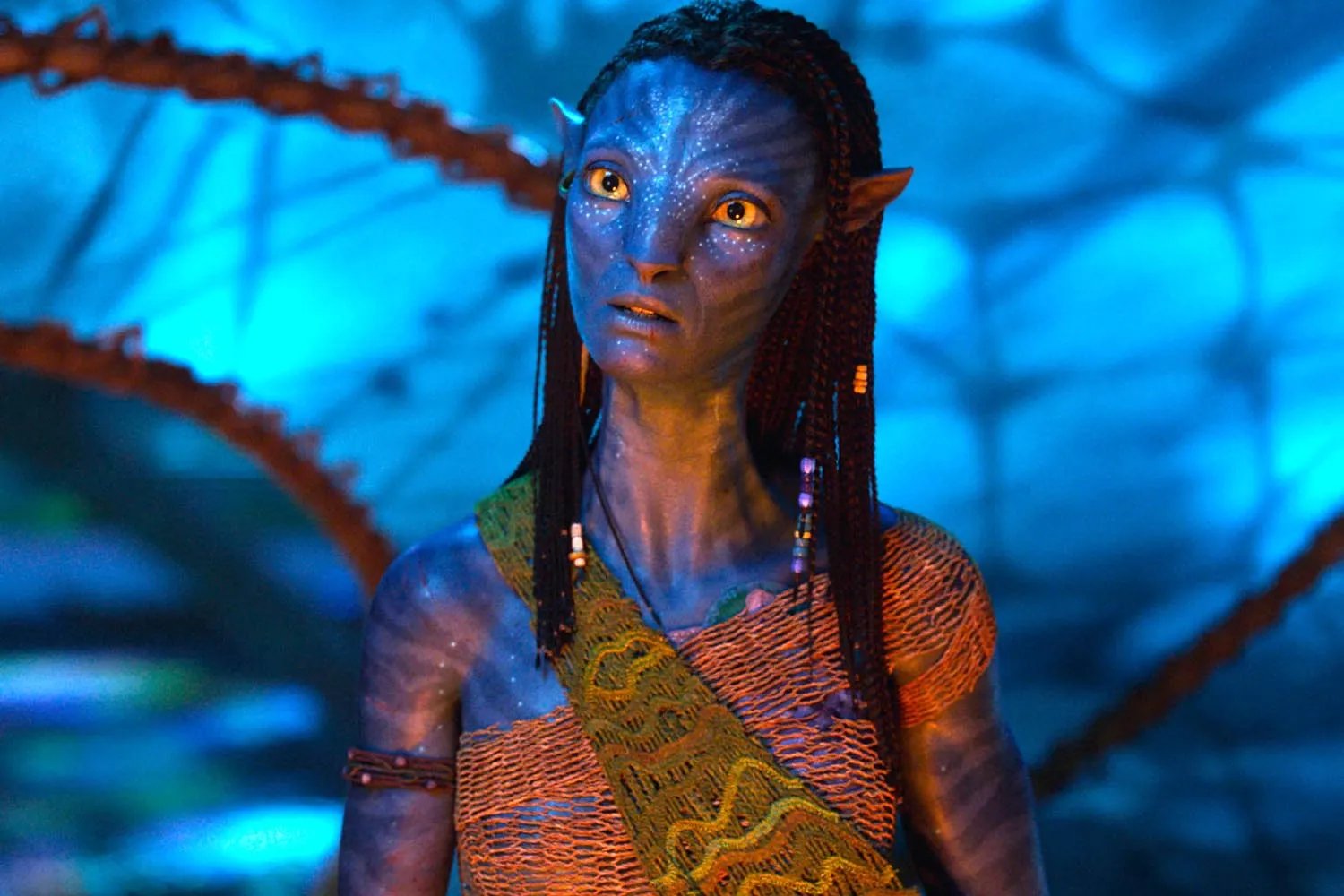 Neytiri (Zoe Saldaña) in 20th Century Studios' AVATAR: FIRE AND ASH. Photo courtesy of 20th Century Studios. © 2025 20th Century Studios. All Rights Reserved.