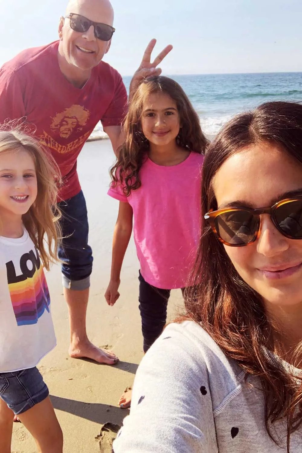 Bruce Willis with his wife Emma Heming Willis and their two daughters