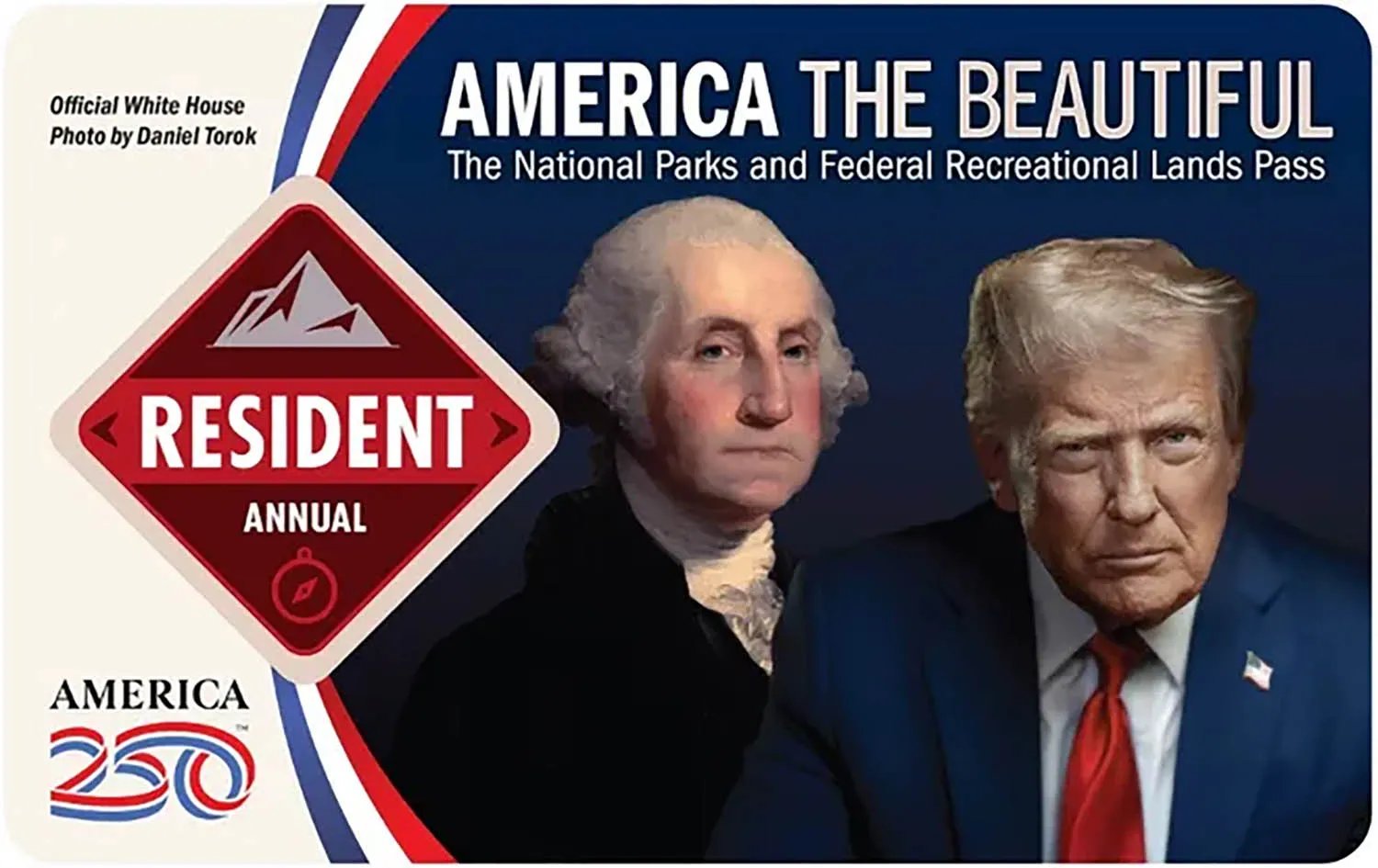 New National Parks Annual Passes feature portraits of George Washington and Donald Trump.