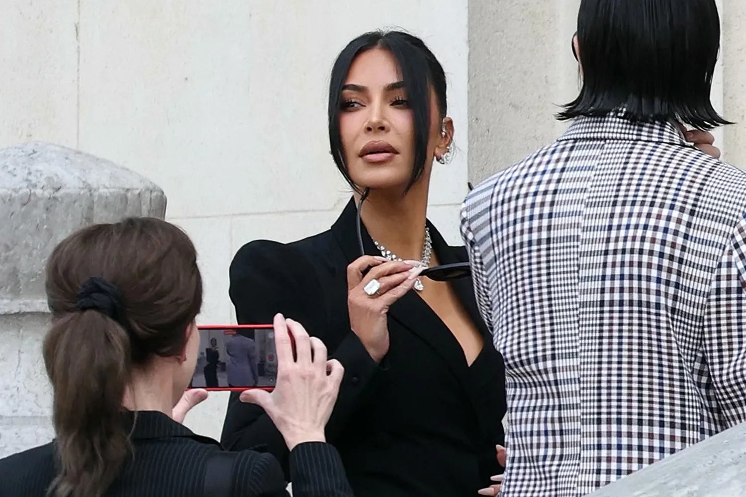 Kim Kardashian arrives at the court for the trial related to the robbery that occurred in Paris, May 13, 2025.