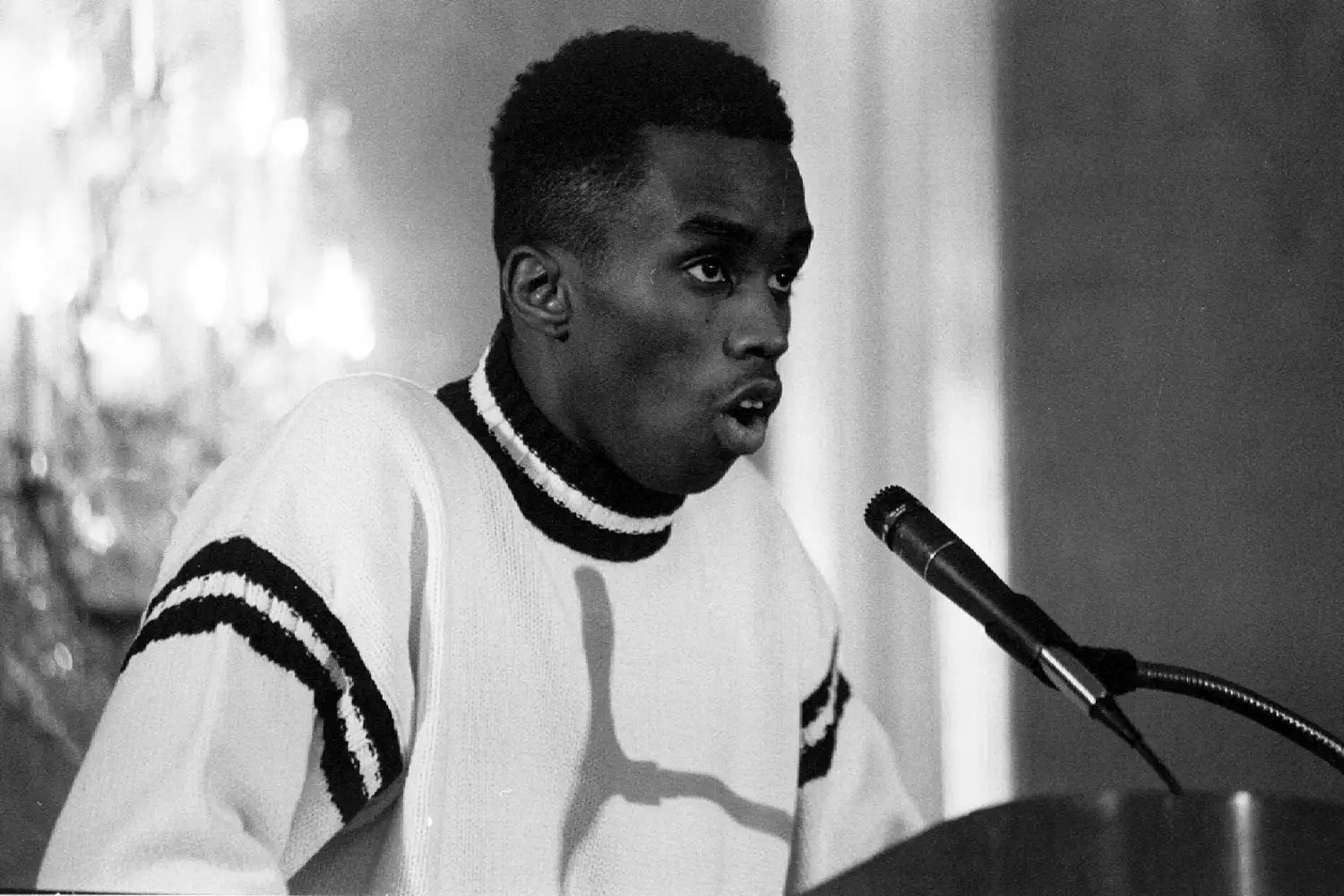 Sean Combs during a press conference on January 2, 1992 in Manhattan, New York.