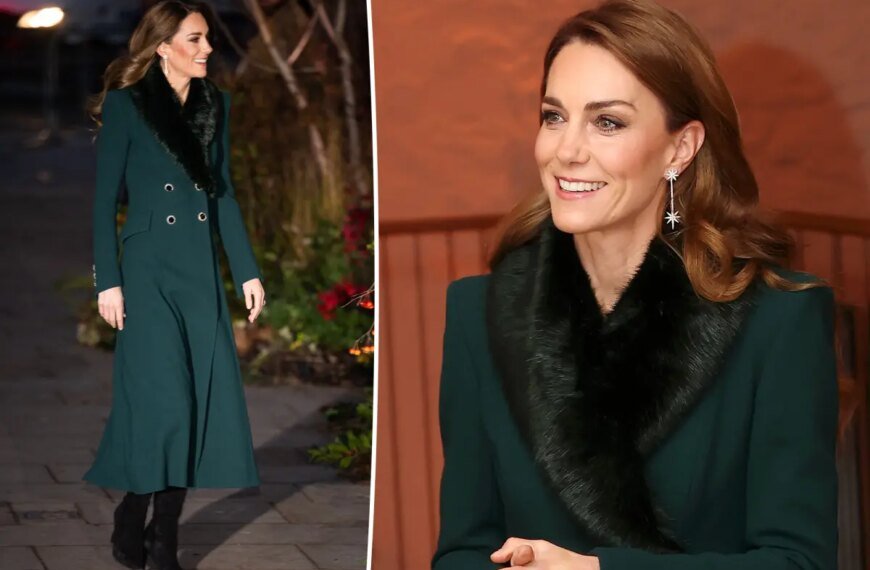 Kate Middleton Shines in Elegant Evergreen Coat with Faux Fur Collar at 'Together at Christmas' Carol Service