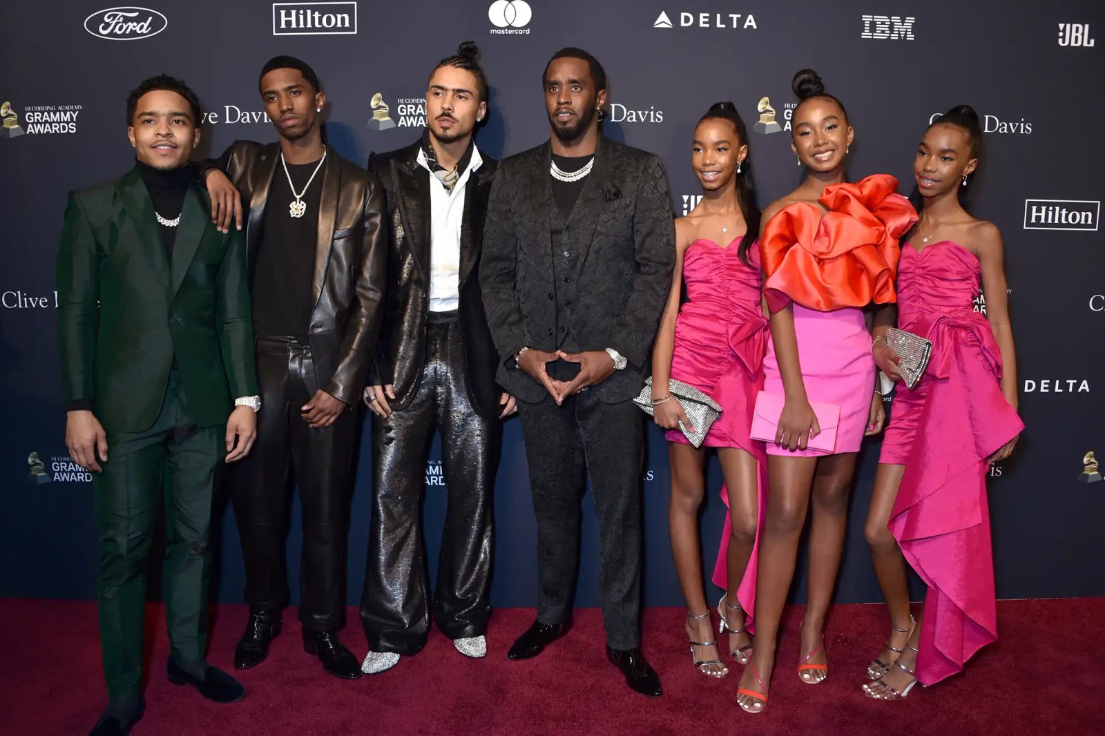 Justin Dior Combs, Christian Casey Combs, Quincy Taylor Brown, Sean "Diddy" Combs, D'Lila Star Combs, Chance Combs and Jessie James Combs attend the Pre-GRAMMY Gala and GRAMMY Salute to Industry Icons Honoring Sean "Diddy" Combs on January 25, 2020