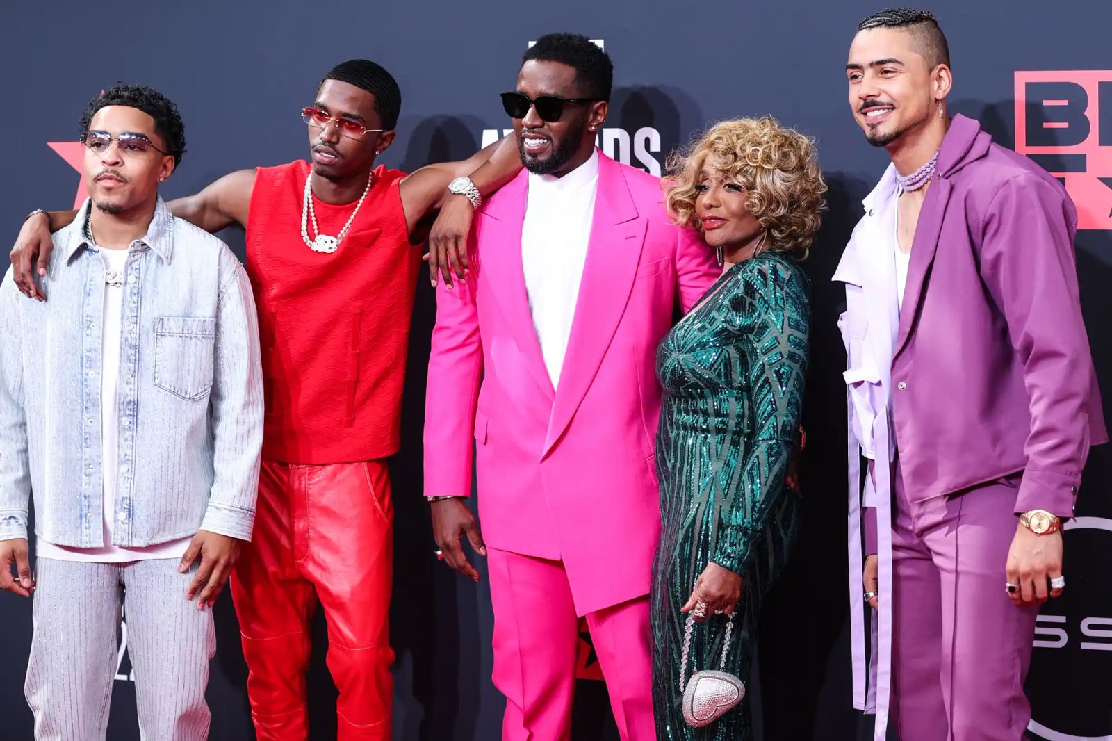 ustin Dior Combs, American rapper and model King Combs (Christian Casey Combs), American rapper, singer, actor, record producer, and record executive Diddy (Sean Love Combs, also known by his stage names Puff Daddy or P. Diddy), Janice Combs and Quincy Brown arrive at the BET Awards 2022 held at Microsoft Theater at L.A. Live on June 26, 2022