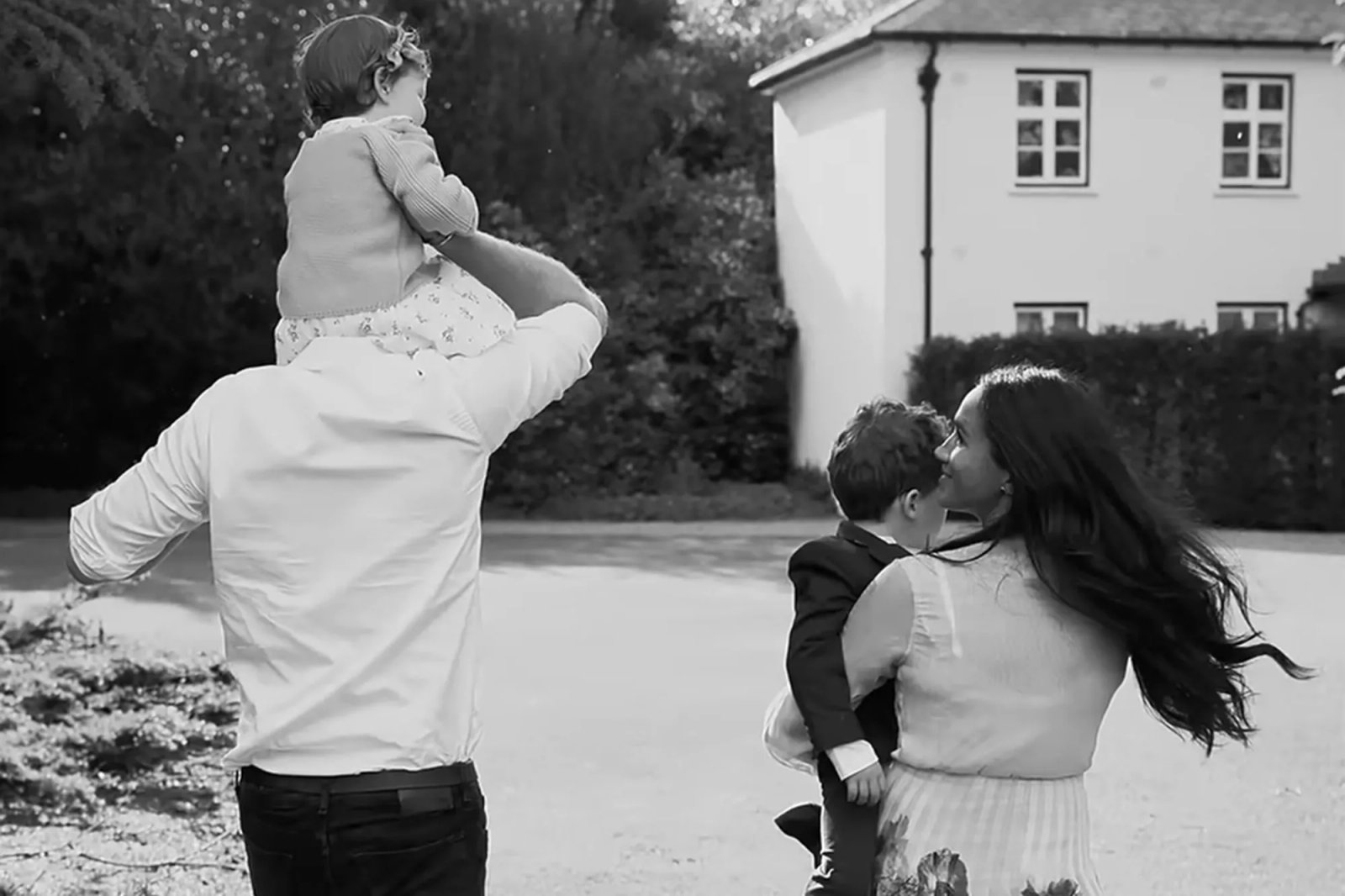 Harry and Meghan with their children at their former U.K. residence Frogmore Cottage in Windsor.