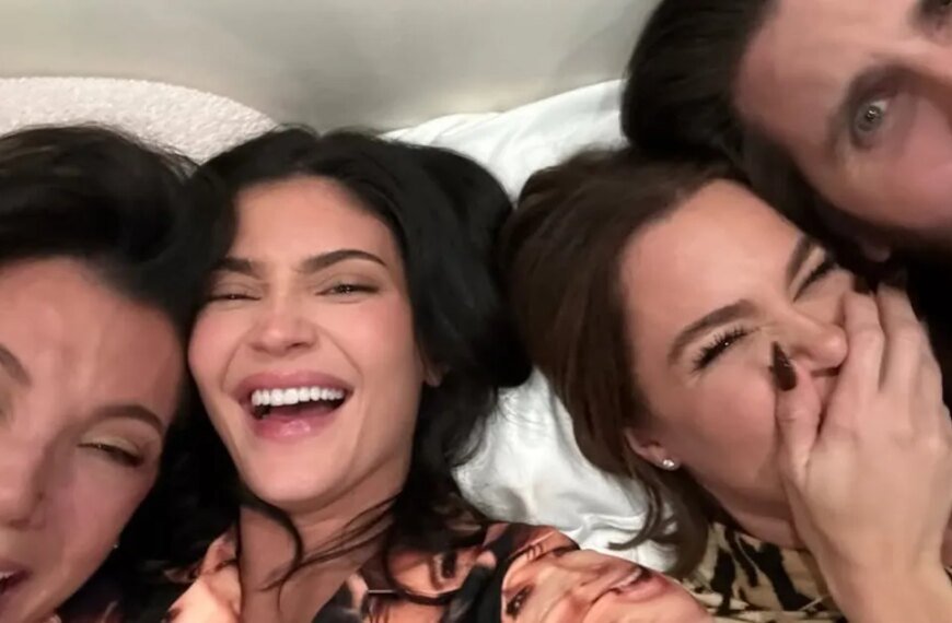 Kylie Jenner Dons Pajamas Featuring Kris Jenner's Face for Family Sleepover with Khloe and Scott Disick