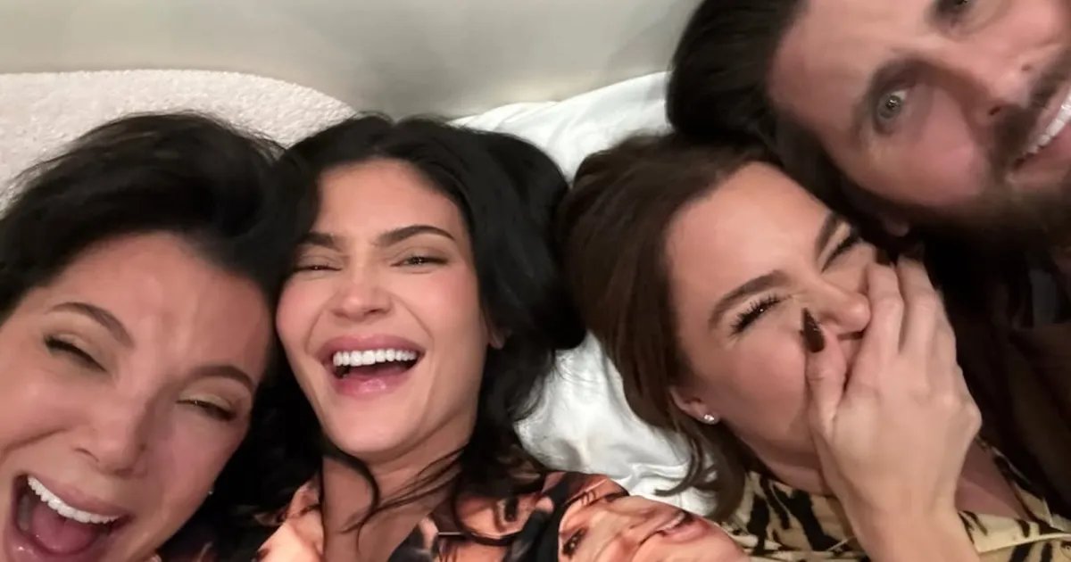 Kylie Jenner Dons Pajamas Featuring Kris Jenner's Face for Family Sleepover with Khloe and Scott Disick