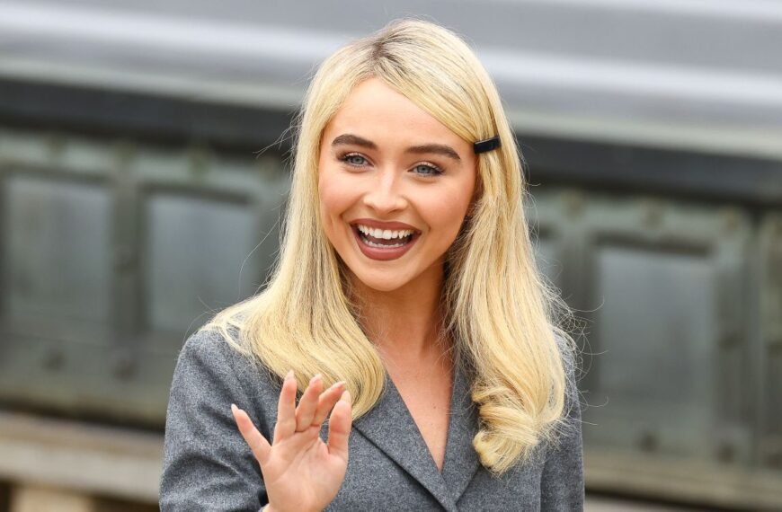 Sabrina Carpenter Shows Off a Fresh, Makeup-Free Look with a Bold Print Outfit