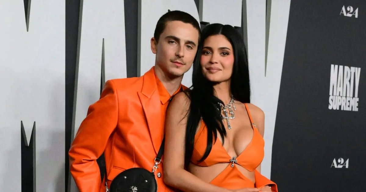 Kylie Jenner and Timothée Chalamet Get Cozy in Orange at the ‘Marty Supreme’ Premiere in L.A.