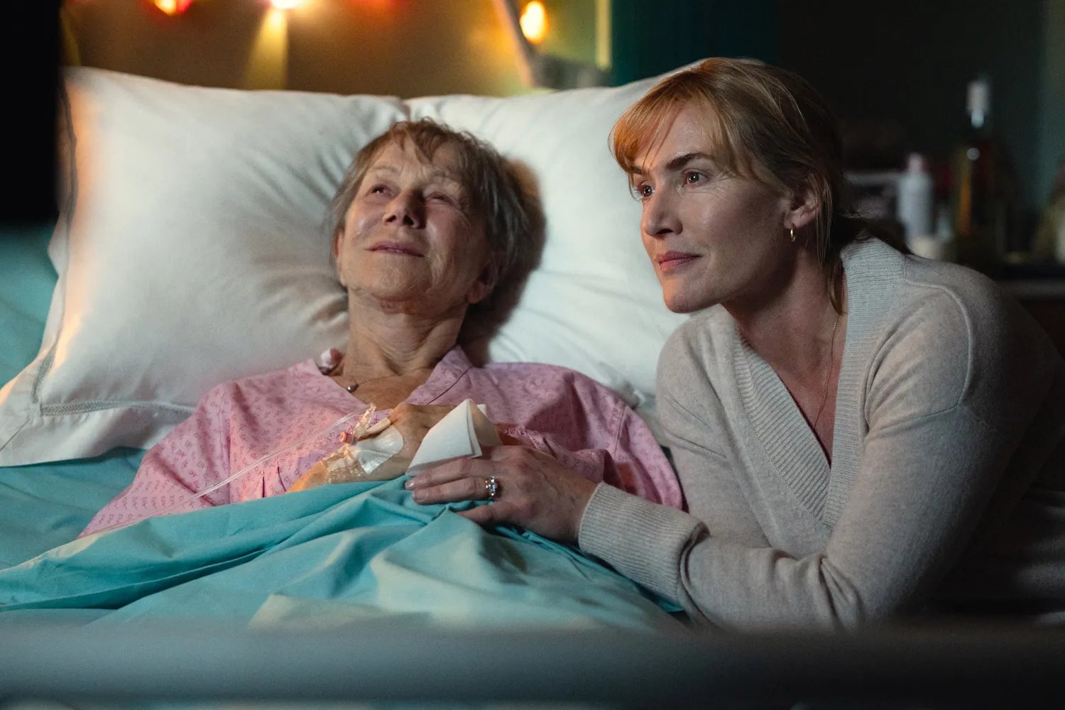 Goodbye June. (L to R) Helen Mirren as June, Kate Winslet as Julia in Goodbye June
