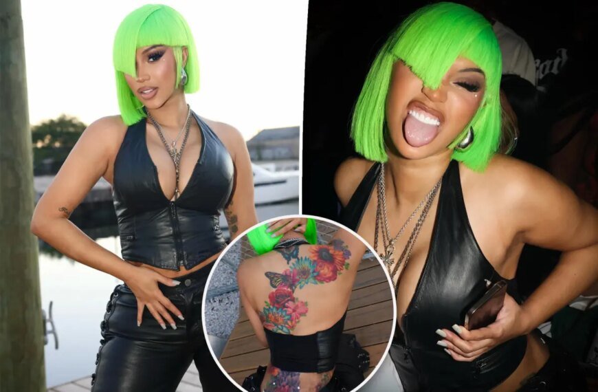 Cardi B Flaunts Her New Neck and Back Piercings in a Stylish Leather Ensemble