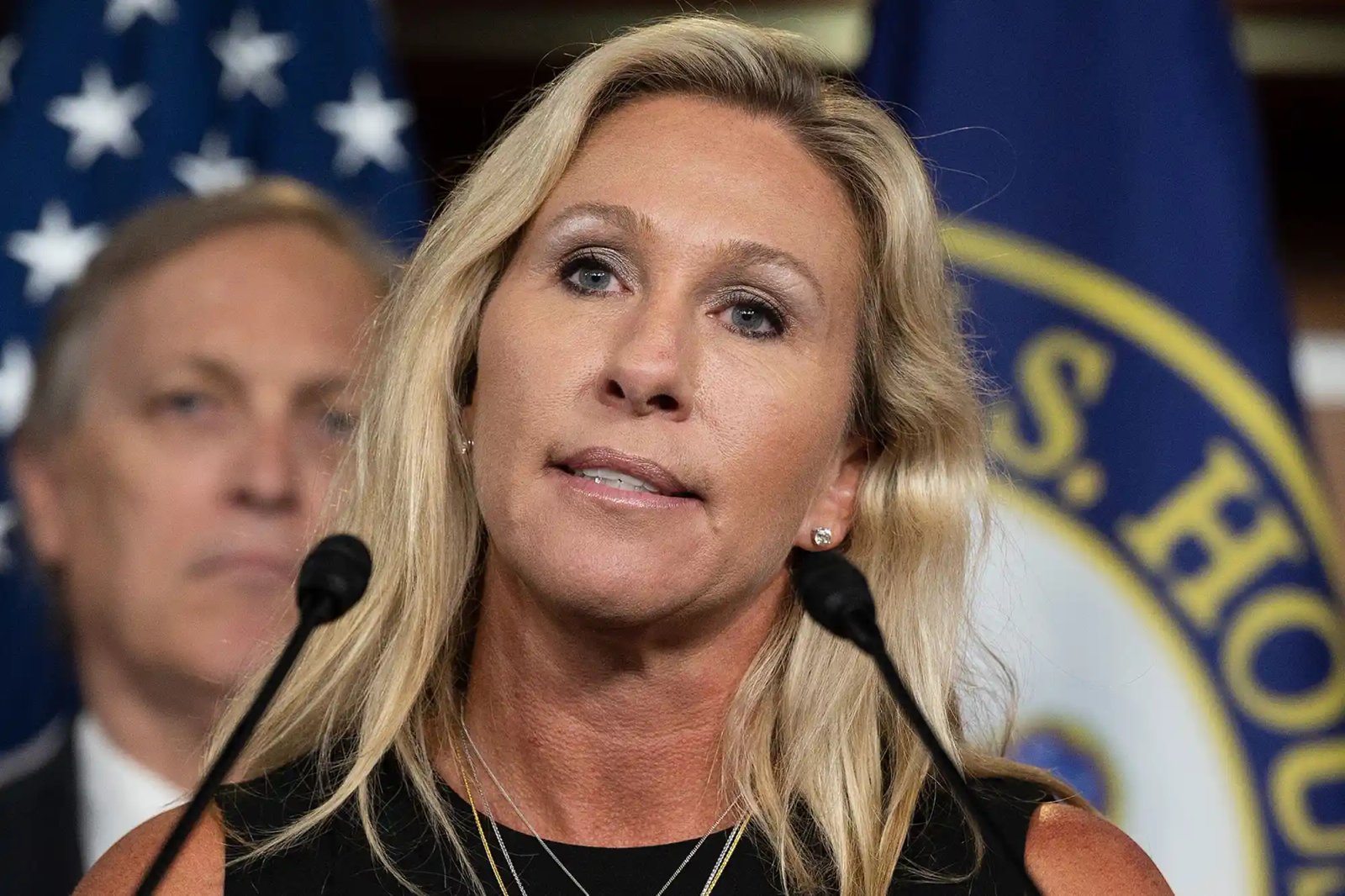 Marjorie Taylor Greene(R-GA) holds a press conference to call for the dismissal of Dr. Anthony Fauci on Capitol Hill in Washington, DC