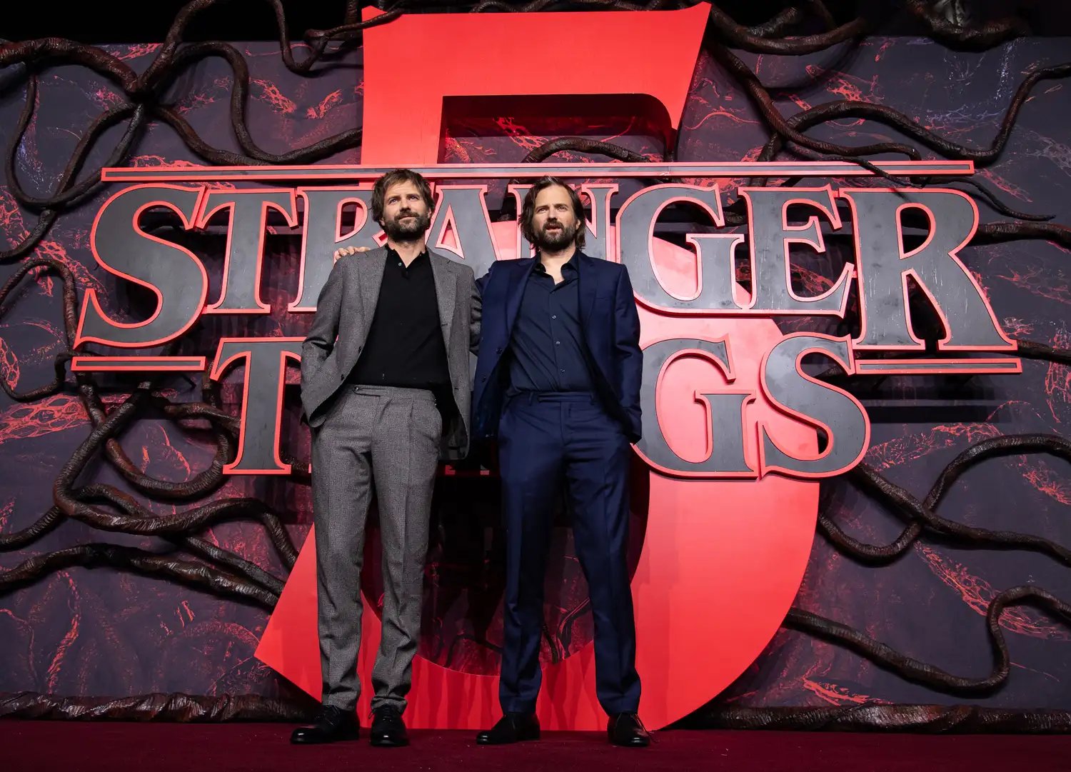 Ross Duffer and Matt Duffer attend the "Stranger Things 5" UK Special Screening at Odeon Luxe Leicester Square on November 13, 2025 in London, England.