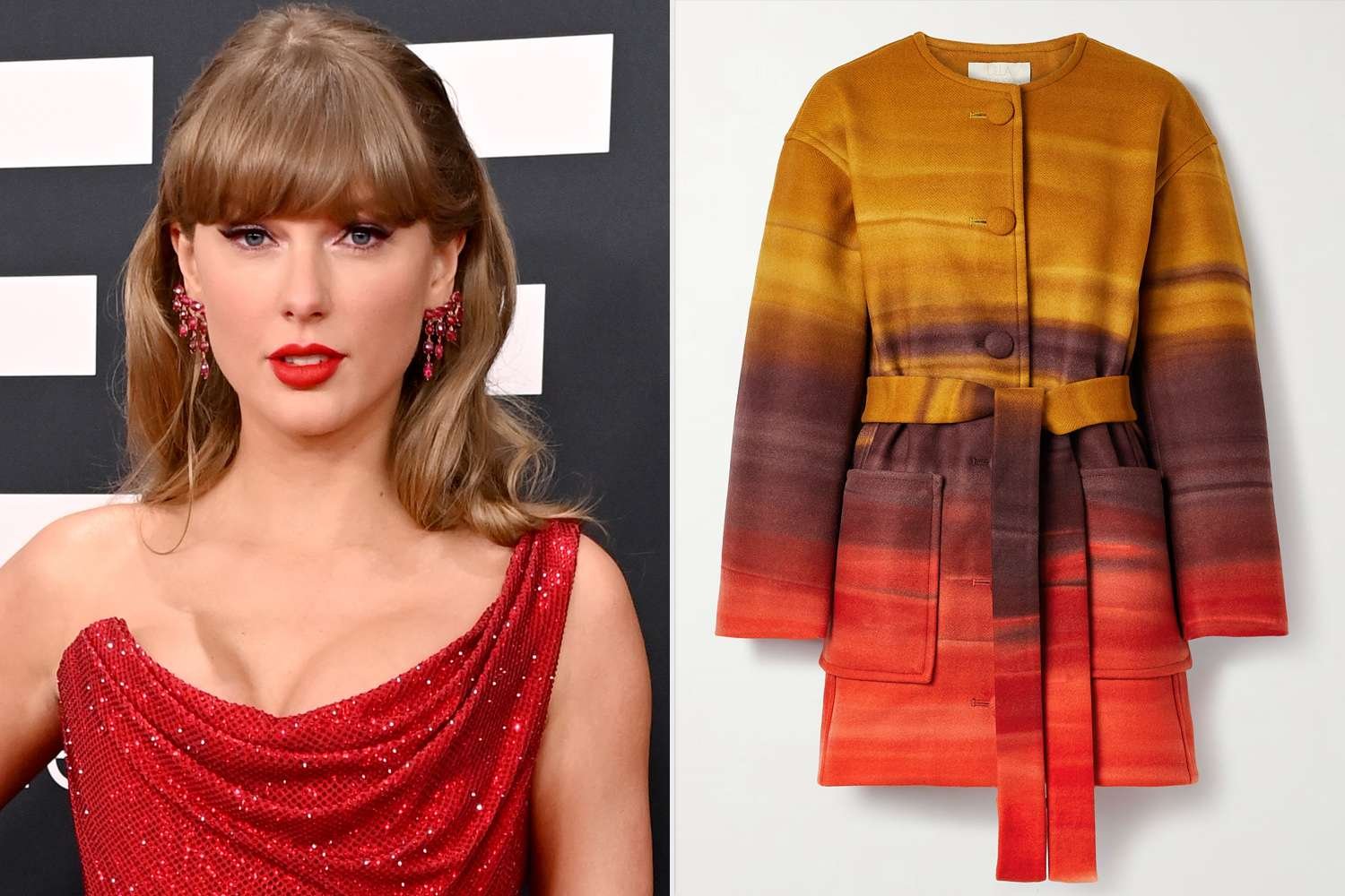 Taylor Swift Stays Cozy in a $2,300 Ombré Coat While Cheering for Travis Kelce at the Chiefs vs. Chargers Game
