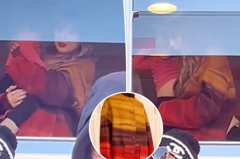 Taylor Swift Stuns in Ombré Coat Inspired by Kansas City Colors at Chiefs vs. Chargers Game