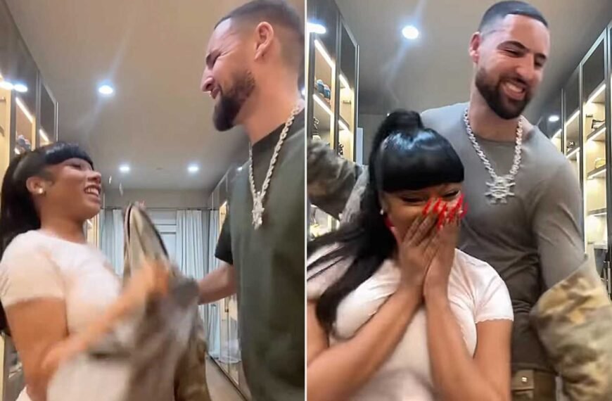 Megan Thee Stallion Shares Adorable Video Showing Her Styling Boyfriend Klay Thompson – and He’s Loving It
