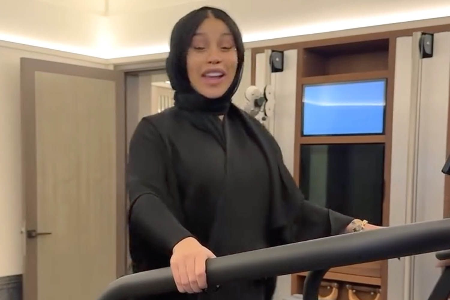 Cardi B Shows Off Her Tour Prep by Running on a Treadmill in a Hijab in Saudi Arabia