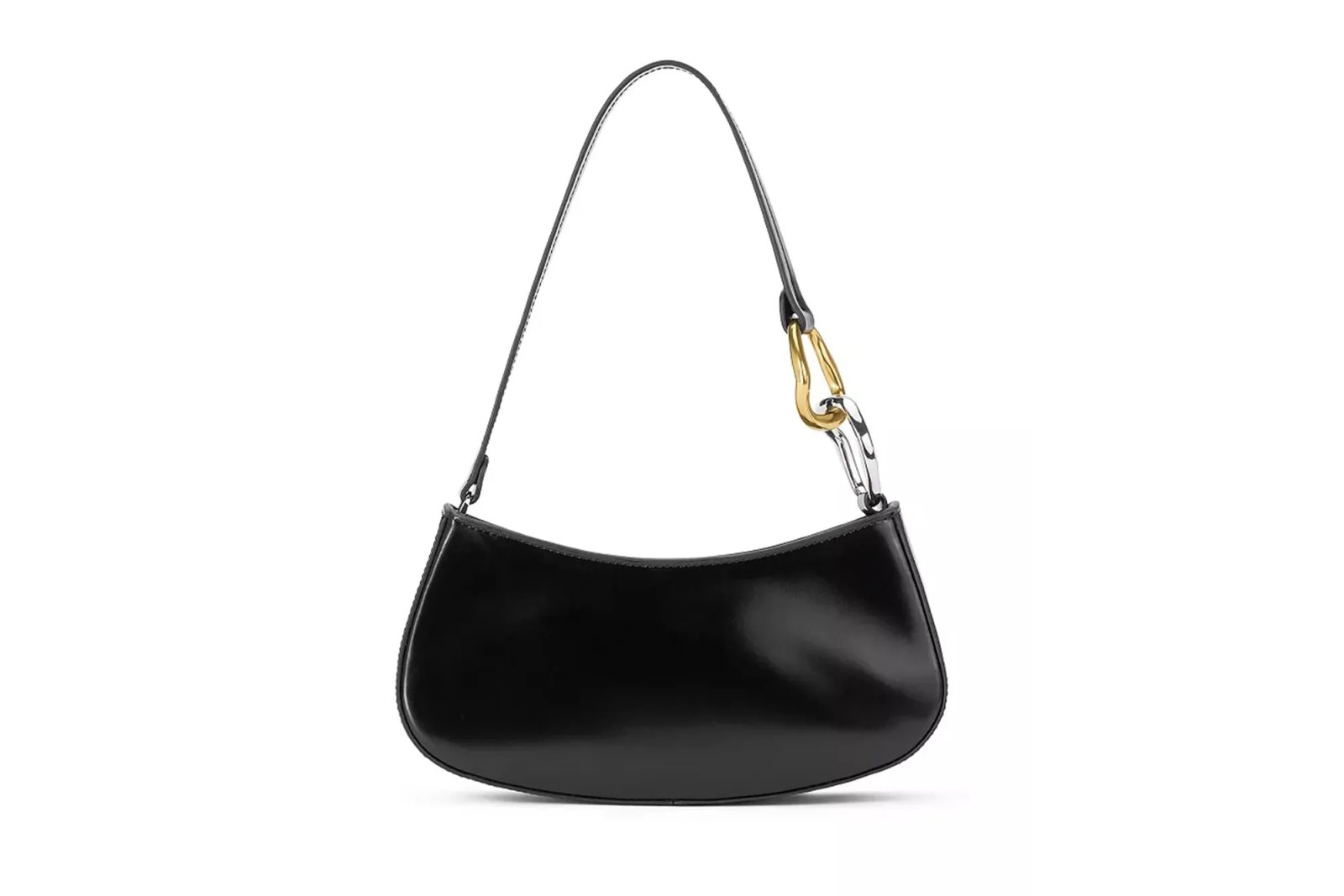 Black Staud shoulder bag with a carabiner handle.