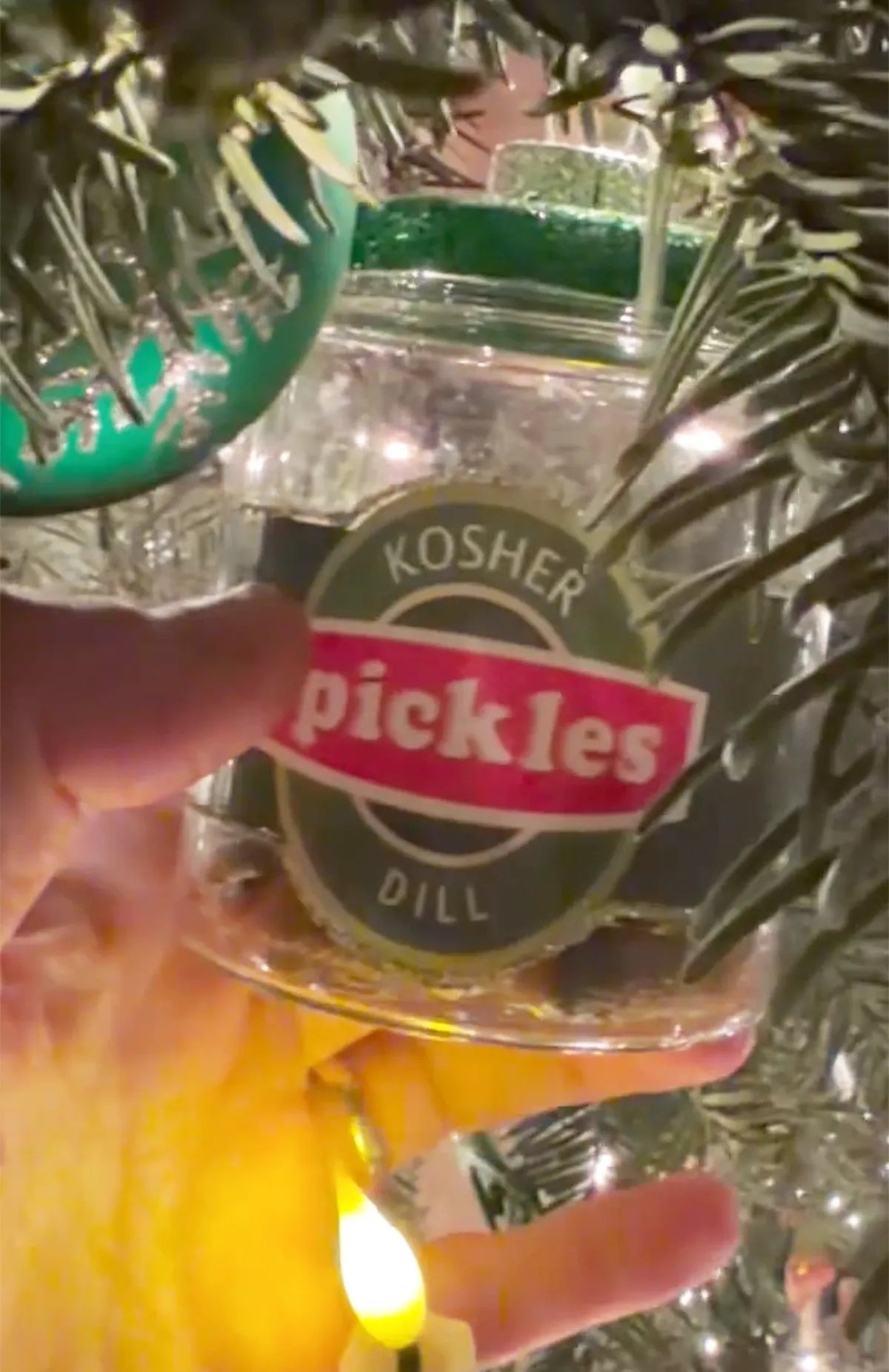 Pickle jar-shaped ornament