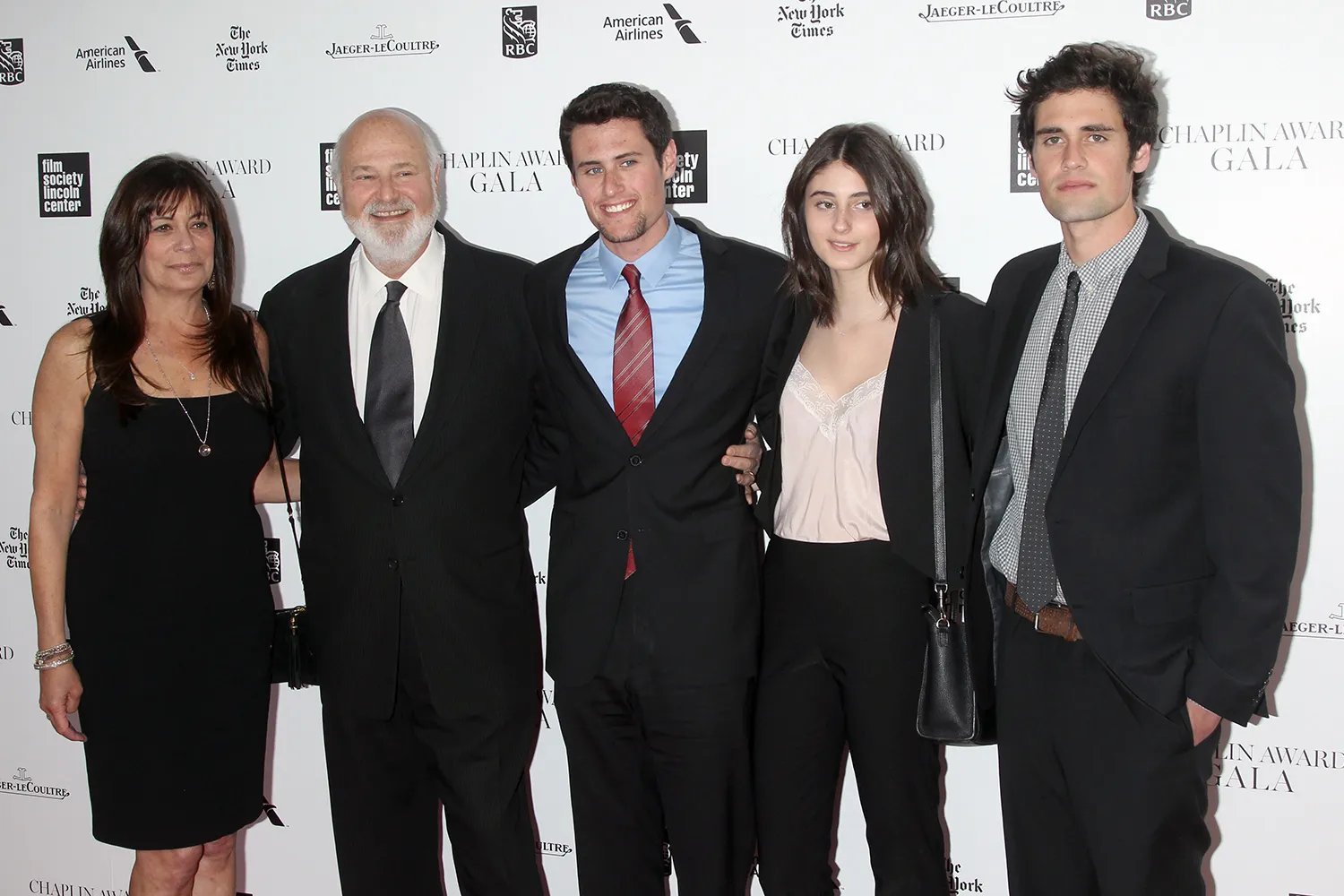 Honoree Rob Reiner poses with family at the 41st Annual Chaplin Award Gala at Avery Fisher Hall at Lincoln Center for the Performing Arts on April 28, 2014 in New York City