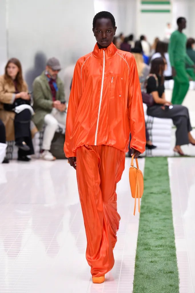 Gwyneth Paltrow in a pink silk outfit at ABC Studios.