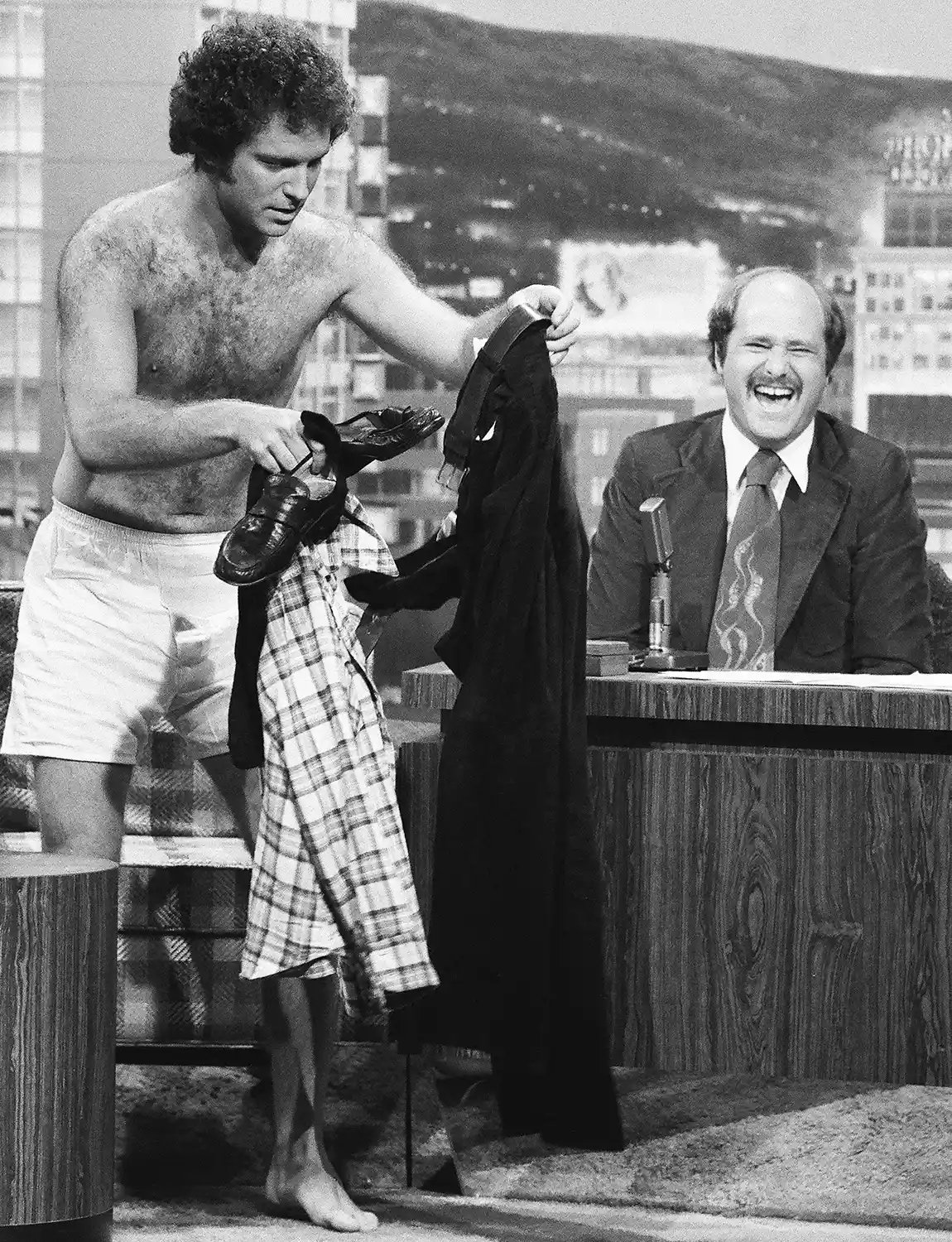 Actor Albert Brooks during an interview with guest host Rob Reiner on July 11, 1977.