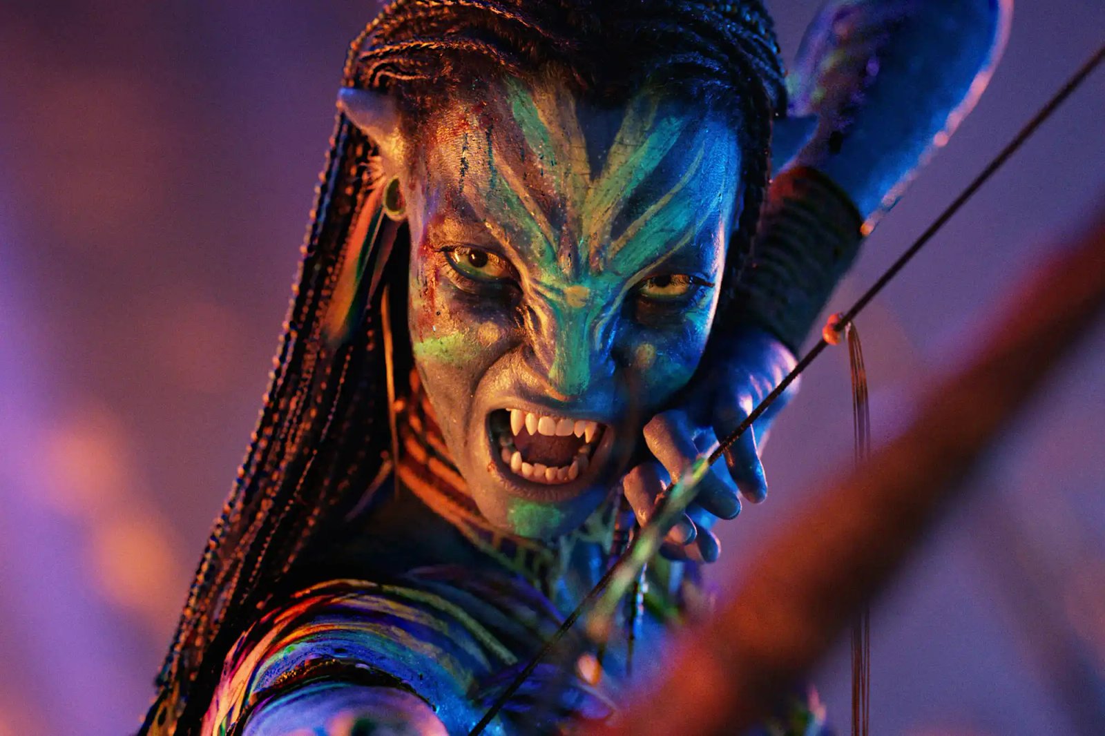Zoe Saldaña as Neytiri in Avatar: Fire and Ash