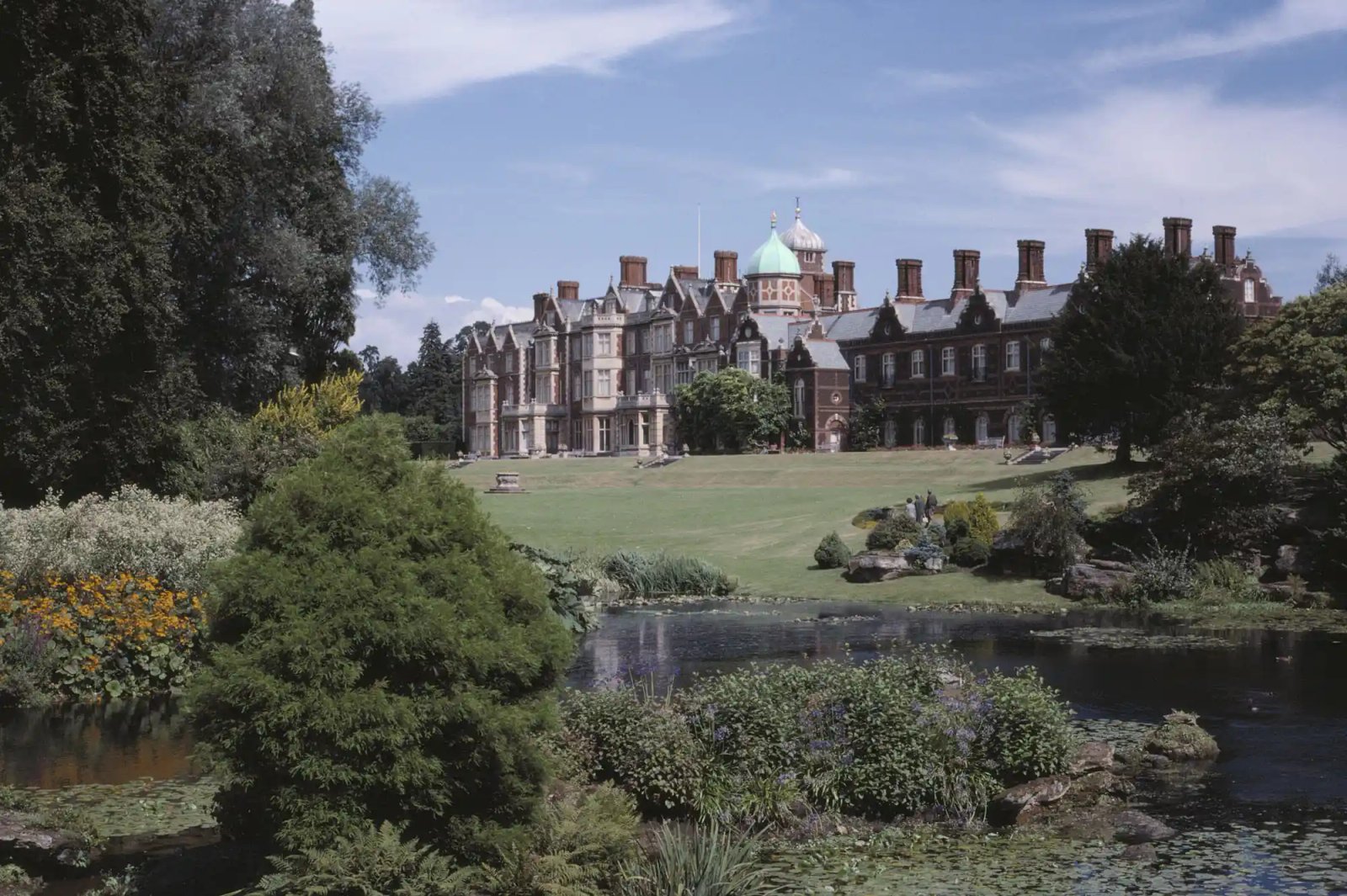 A general view of Sandringham house a country house which is privately owned by the British royal family, Sandringham, Norfolk, August 1982.