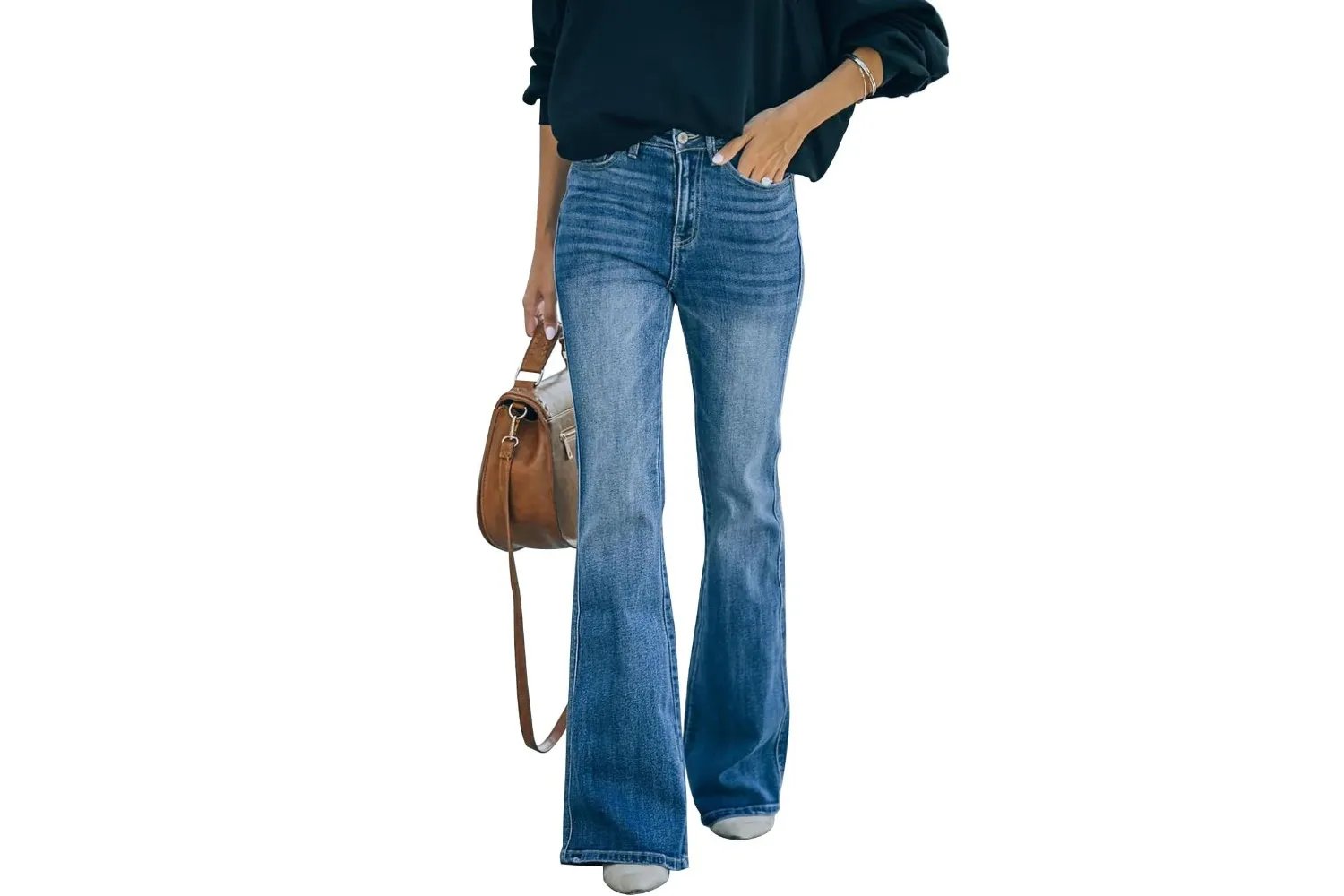 Amazon KUNMI Women's Flare Bell Bottom Jeans