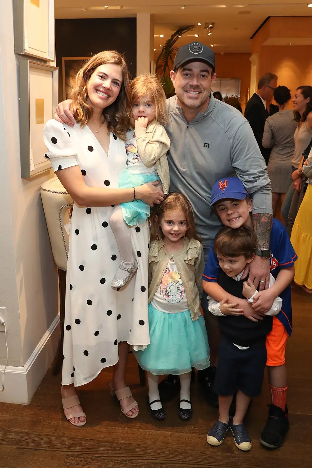 Siri Daly (L) and Carson Daly, and family, attend "Siriously Delicious" by Siri Daly book launch event at Williams Sonoma Columbus Circle on April 14, 2018