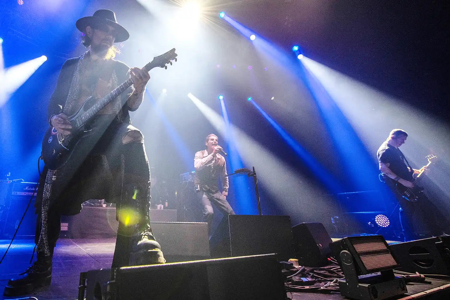 Dave Navarro, Perry Farrell, and Eric Avery of Jane's Addiction perform at The Roundhouse on May 29, 2024, in London, England.