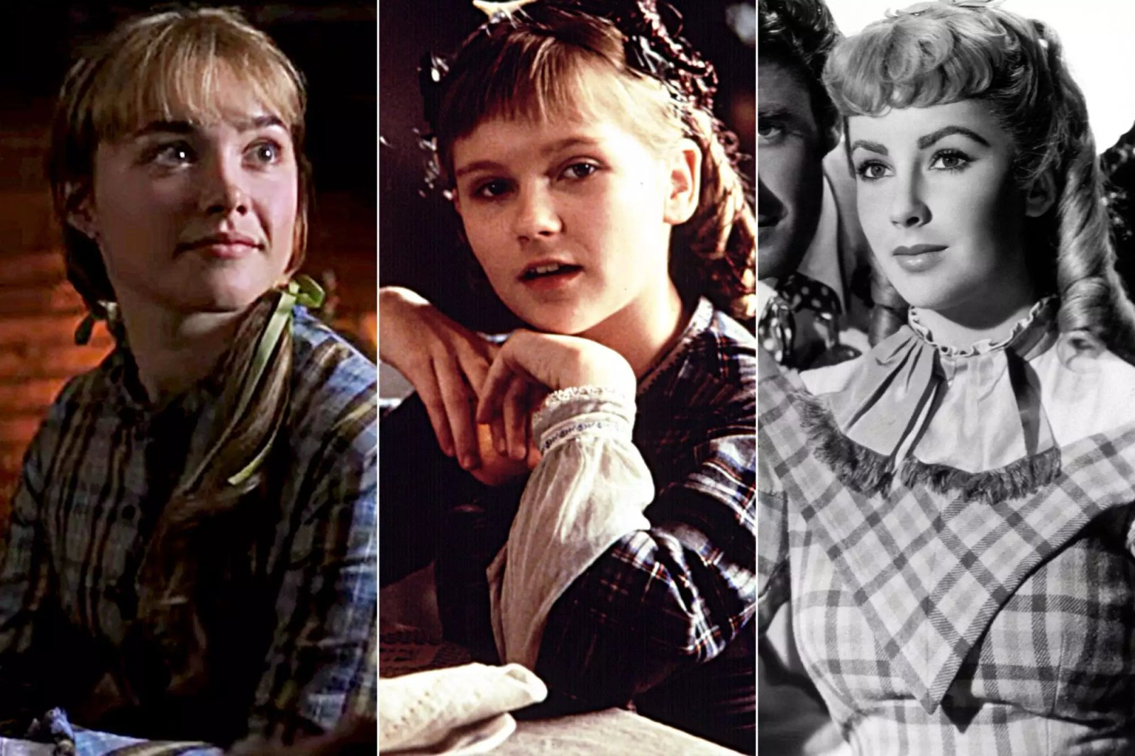Florence Pugh, Kirsten Dunst and Elizabeth Taylor as Amy March