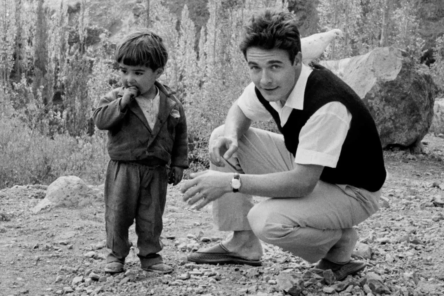 Jacques Charrier and his son Nicolas-Jacques during a trip to Iran on November 18, 1963.