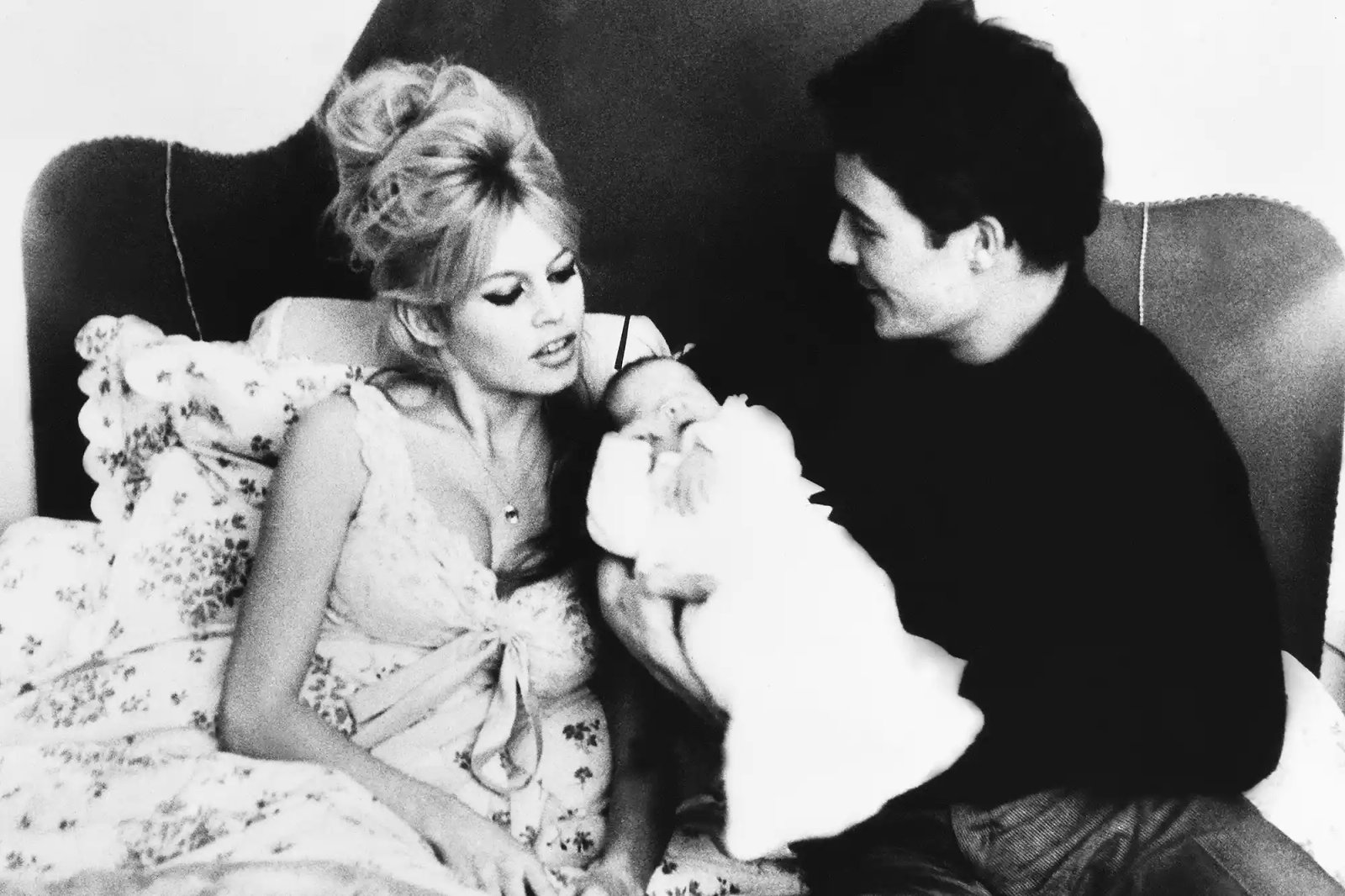UNSPECIFIED - JANUARY 01: Brigitte Bardot, Jacques Charrier And Their Son Of 3 Days Old Nicolas. 1960
